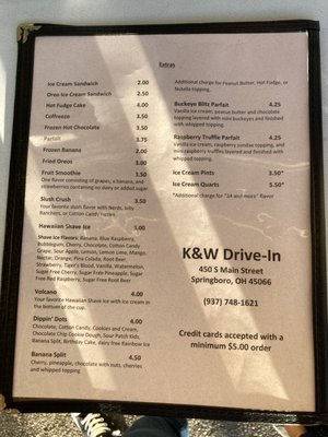 Menu photo 5 K & W Drive In Springboro, OH Menu photo 5 K & W Drive In Springboro, OH