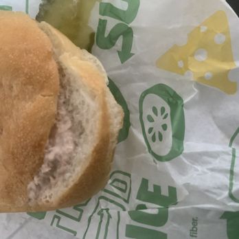 Subway - My daughter ordered DoorDash for Subway of several subs. Not only was order short one, but this is my tuna sub. Tuna 'paper thin'. - Sandwiches Near Me - Pocomoke City, Maryland