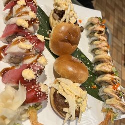 Miami Heat Signature Roll, Pork Belly Bao Bun, Truffle Dragon Signature Roll