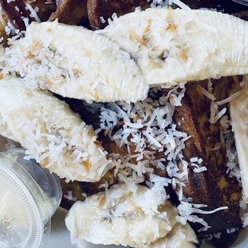 Beach Plum Kitchen - Coconut - Almond Crusted French Toast = YUM!! - New American Near Me - Carlsbad, California Beach Plum Kitchen - Coconut - Almond Crusted French Toast = YUM!! - New American Near Me - Carlsbad, California