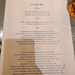 Wine offerings Wine offerings