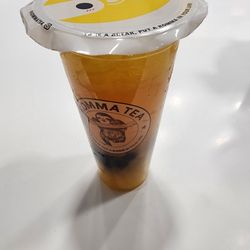 Kokee Tea - Mango Passion tea (green tea) with honey boba annd mango lychee jelly