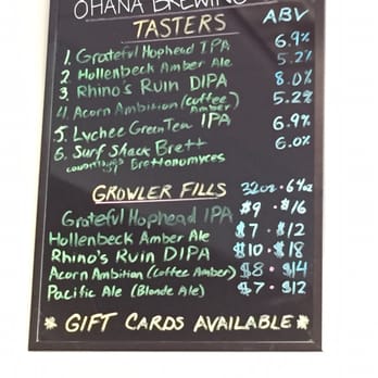 Ohana Brewing - Menu - Breweries Near Me - Alhambra, California
