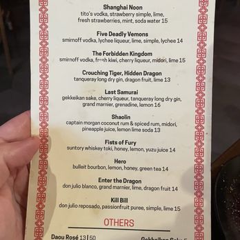 Yao’s - Cocktail Menu - Chinese Near Me - Oviedo, Florida