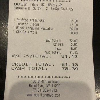 Positano Restaurant - Check for two - Italian Near Me - Brooklyn, New York Positano Restaurant - Check for two - Italian Near Me - Brooklyn, New York