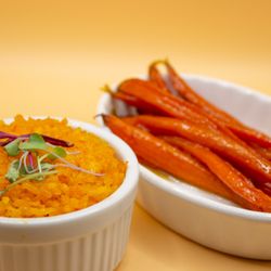 Duke's - Saffron Rice & Honey Glazed Carrots at Duke's restaurant in Bluff, Utah