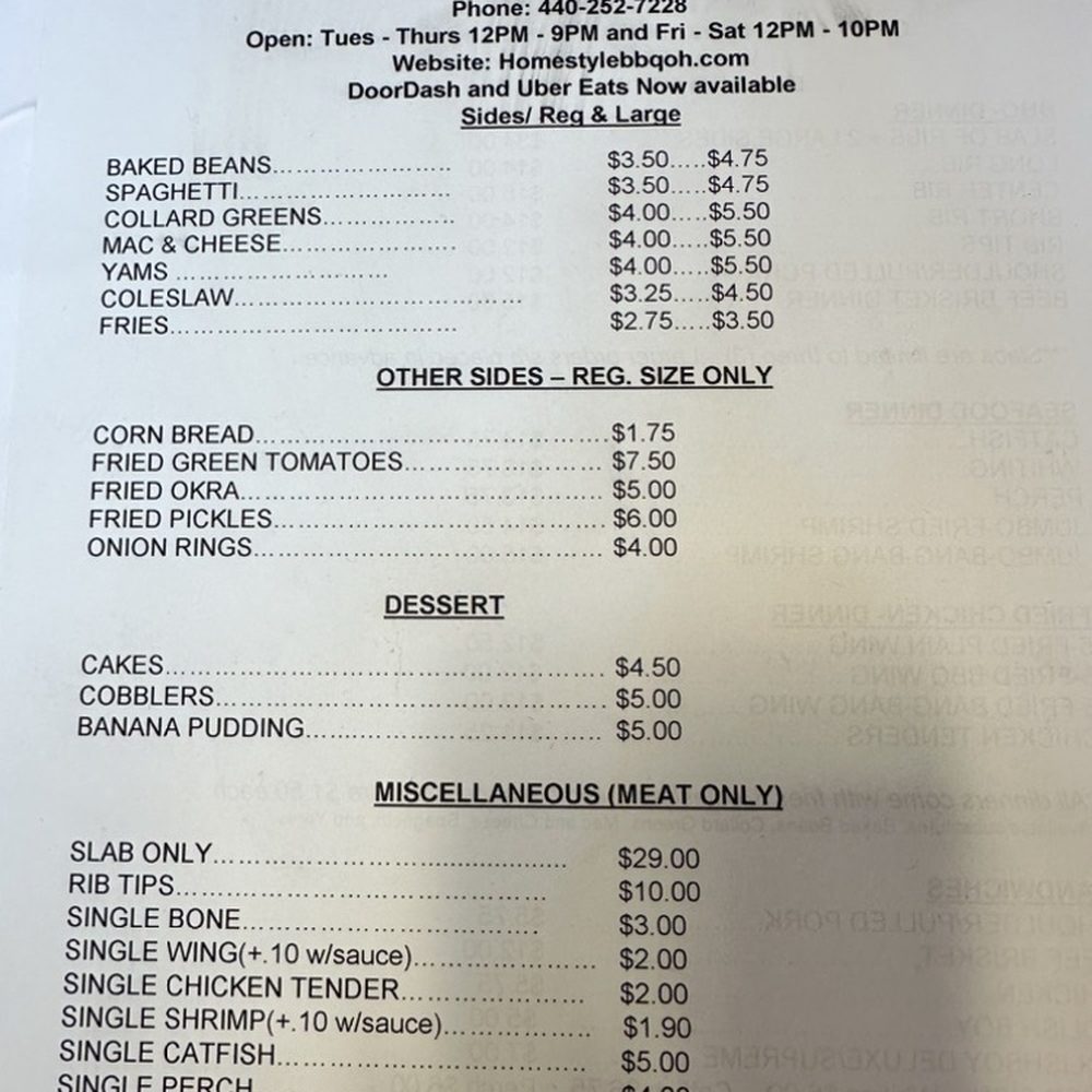 HomeStyle BBQ - Menu - Barbeque Near Me - Bedford Heights, Ohio HomeStyle BBQ - Menu - Barbeque Near Me - Bedford Heights, Ohio
