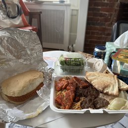 Chicken & Gyro Kabob W/ Rice & Salad Jamaican Beef Patty W/ Coco Bread Chicken & Gyro Kabob W/ Rice & Salad Jamaican Beef Patty W/ Coco Bread