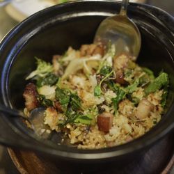Pork belly sizzling rice