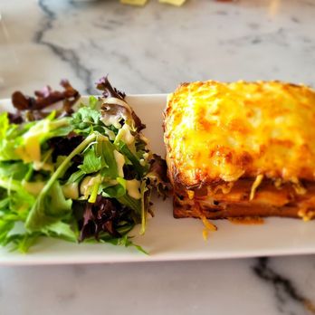 Le Cafe Du Val - Croque Monsieur and spring greens with lemon vinaigrette. - Cafes Near Me - Henderson, Nevada Le Cafe Du Val - Croque Monsieur and spring greens with lemon vinaigrette. - Cafes Near Me - Henderson, Nevada
