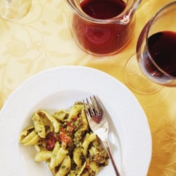 Monte San Giuliano - Specialty of the house: Caserecce Egadi (garlic, basil, almonds, shrimp, sea urchin, tomato, aubergine). Photo from Rick P.