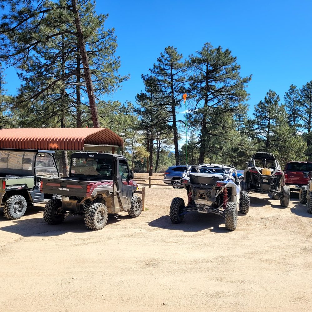 Hualapai Mountain Resort - parking lot full of utv's - Resorts Near Me - Kingman, Arizona