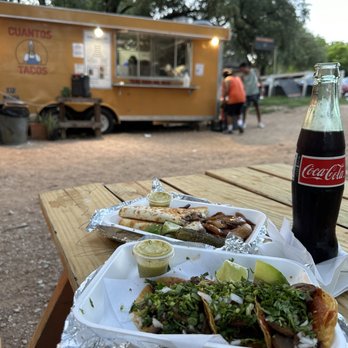Cuantos Tacos - Champinones tacos, costra, quesadilla and Mexican Coca Cola - Mexican Near Me - Austin, Texas