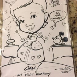 A Caricature By Tom Kelly - Awesome work He was so great with the kids and even the adults got excited to get a drawing done Thank u so much we had a blast