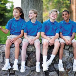 Crompton's Menswear - School pique shirts with tan shorts