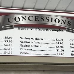 Kendallville Outdoor Recreation Complex - VERY EXPENSIVE CONCESSION FOOD