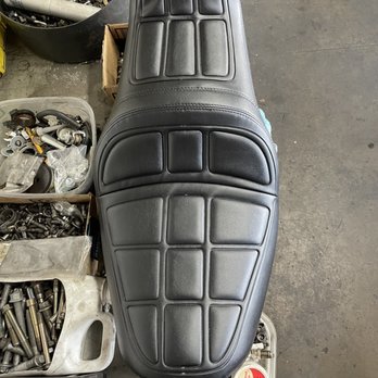 Nacho's Auto Upholstery - Top of motorcycle seat professionally installed supplied by customer - Auto Upholstery Near Me - North Hollywood, California