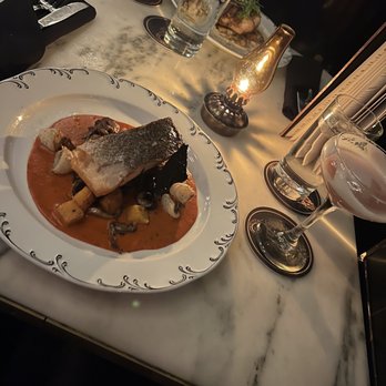 Loch Bar - Pan Seared King Salmon and Cherry Bomb drink - Seafood Near Me - Houston, Texas Loch Bar - Pan Seared King Salmon and Cherry Bomb drink - Seafood Near Me - Houston, Texas
