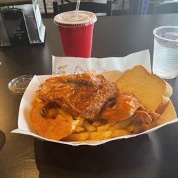 Two pieces of chicken, one piece of fish and fries for $26 Two pieces of chicken, one piece of fish and fries for $26
