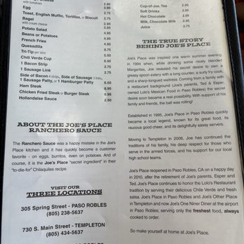 Joe's One-Niner Diner - Menu - American Near Me - Paso Robles, California Joe's One-Niner Diner - Menu - American Near Me - Paso Robles, California