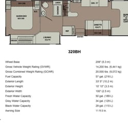 Naperville RV Rentals - Floor plan of the Coachmen Leprachaun