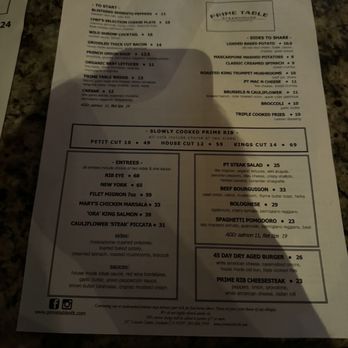 Prime Table - Menu - Steakhouses Near Me - Stockton, California