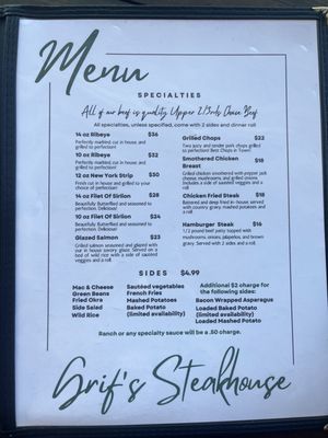Menu photo 3 Grif’s Steakhouse Shamrock, TX Menu photo 3 Grif’s Steakhouse Shamrock, TX