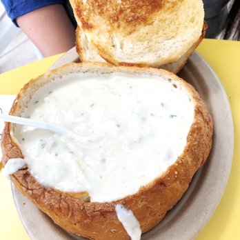 Splash Cafe - Clam Chowder Bread Bowl - $7.95 - American Near Me - Pismo Beach, California Splash Cafe - Clam Chowder Bread Bowl - $7.95 - American Near Me - Pismo Beach, California
