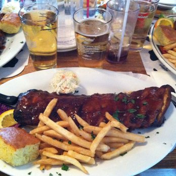 Black River Barn - Full rack of ribs with amazing corn bread and slaw. Fries were great also - American Near Me - Randolph, New Jersey