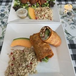The Lime Restaurant - Falafel Ball Salad and Blackened Chicken Roll - up