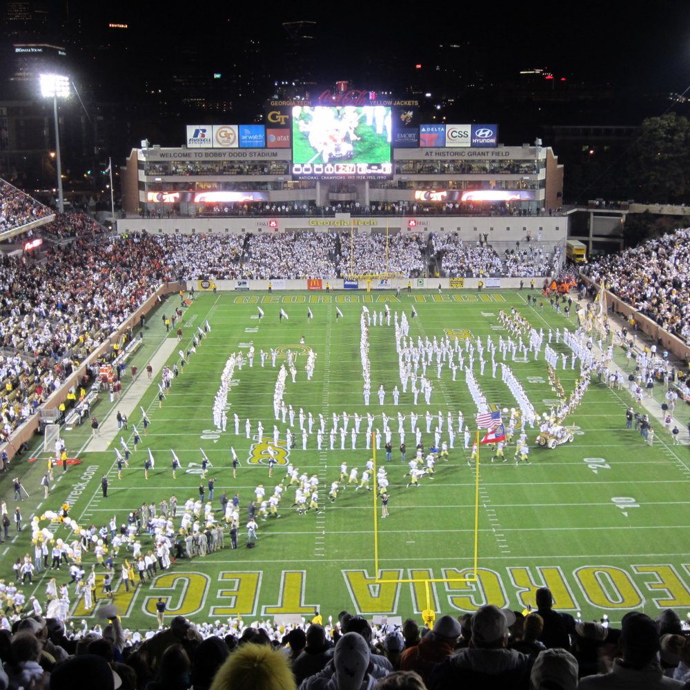 Bobby Dodd Stadium - View from north stands at night. - Stadiums & Arenas Near Me - Atlanta, Georgia