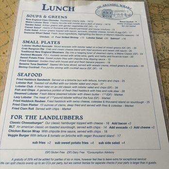 Arundel Wharf Restaurant - Lunch menu - Seafood Near Me - Kennebunkport, Maine