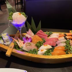 Ninja Japanese Steakhouse - Sushi and sashimi for two.  Beautiful presentation.