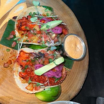 Tostadas Prime - Grilled Octopus tacos, very delicious ! 7/10 Tasted like pastor - New Mexican Cuisine Near Me - Santa Clara, California