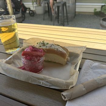 Forward Brewing - Fish salad sandwich! Yummy! Order the veggies instead of the chips! - Brewpubs Near Me - Annapolis, Maryland