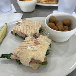 Turkey Crandberry Panini, fried okra.