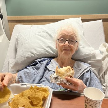Mary’s Burrito - Grandma eating her burrito in the hospital. So happy! - Mexican Near Me - Hendersonville, North Carolina Mary’s Burrito - Grandma eating her burrito in the hospital. So happy! - Mexican Near Me - Hendersonville, North Carolina
