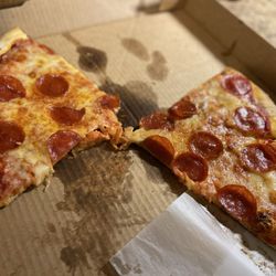 Napolis Pizza - Large pepperoni pizza 3 slices eaten on drive home