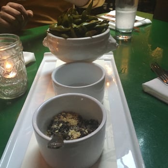 Swift's Attic - Charred Edamame w/ chili aioli and pop rocks - New American Near Me - Austin, Texas