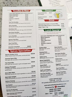 Menu photo 5 Spices Thai Kitchen San Diego, CA