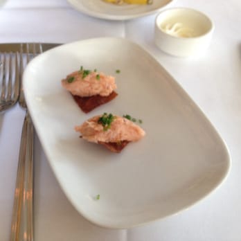 Blue Moon - We were treated to a delicious smoked salmon item on crisp wafer on the house - Dinner Theater Near Me - Rehoboth Beach, Delaware