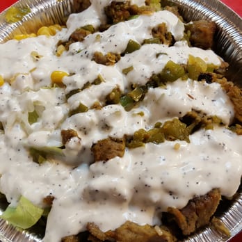 Jones Fried Chicken - Small lamb over rice with white sauce and spicy rice. Great NYC style street food. - Halal Near Me - Houston, Texas