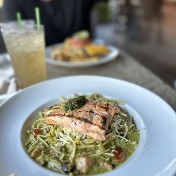 bellagreen - Grilled Salmon Pasta - New American Near Me - Houston, Texas