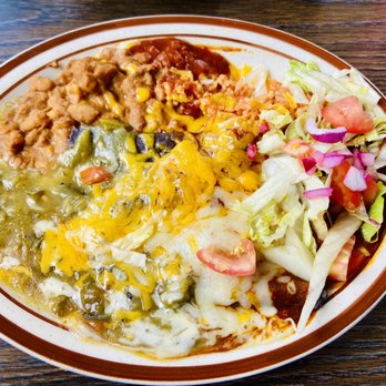 Comet II Drive In & Restaurant - Blue Corn Enchiladas: Christmas style - Mexican Near Me - Santa Rosa, New Mexico