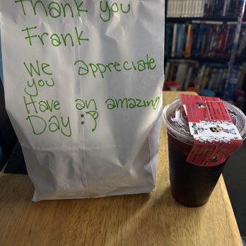 Good Times Cafe - Love the nice notes they put on the bag, cherry Diet Coke made with cherry syrup. - American Near Me - Visalia, California