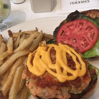 Old Ebbitt Grill - salmon burger - Bars Near Me - Washington, DC, District of Columbia Old Ebbitt Grill - salmon burger - Bars Near Me - Washington, DC, District of Columbia