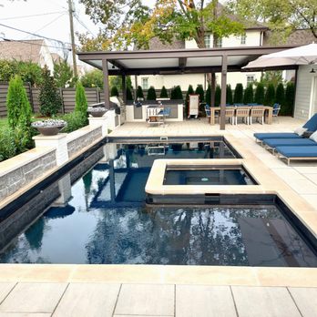 Allin Landscaping - Luxury pool, hot tub, high-end kitchen, louvered roof, and pavilion in Nashville, TN deigned and installed by Allin Landscaping's Team - Landscape Architects or Designers Near Me - Antioch, Tennessee