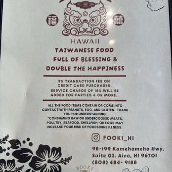 Fooki - Menu cova - Bubble Tea Near Me - Aiea, Hawaii