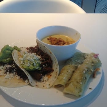 The Centurion Lounge - Brisket tacos, pulled chicken enchilada and sweet corn soup - Airport Lounges Near Me - Dallas, Texas