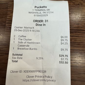 Pucketts - BNA Terminal D - The damage - Barbeque Near Me - Nashville, Tennessee Pucketts - BNA Terminal D - The damage - Barbeque Near Me - Nashville, Tennessee